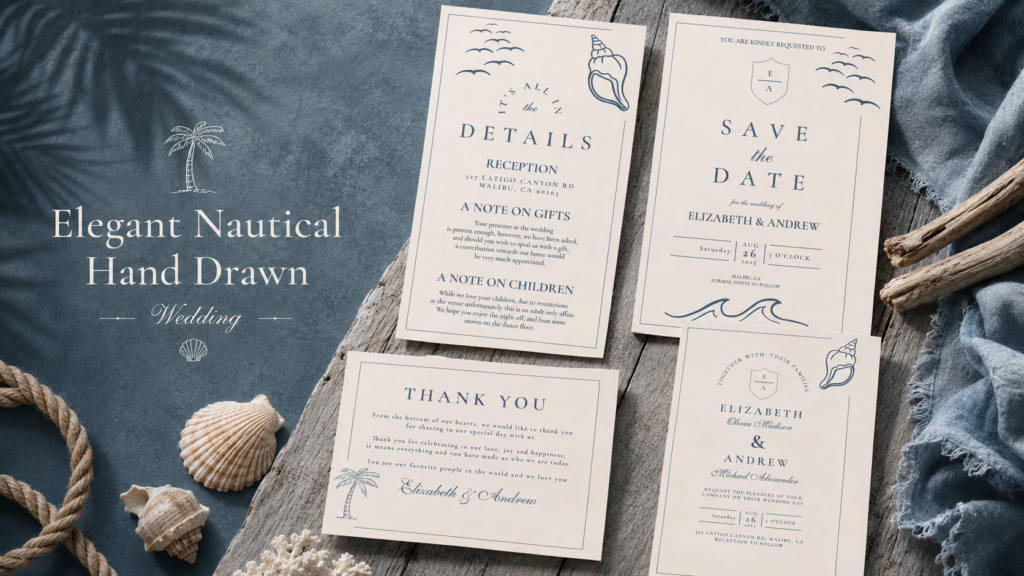 Elegant Nautical Hand Drawn Wedding