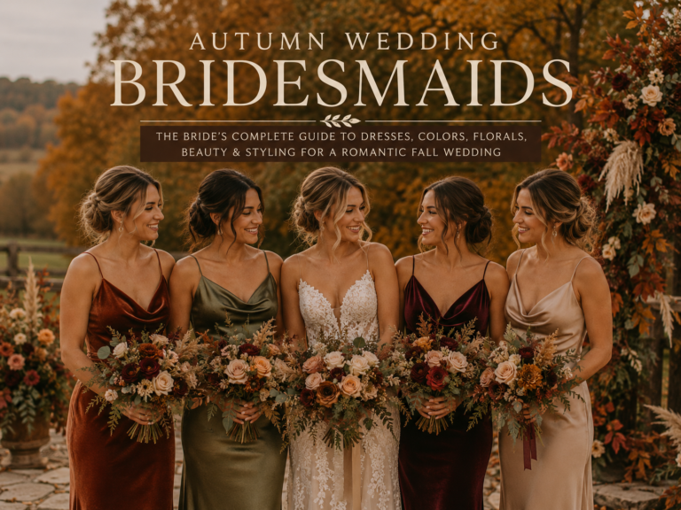 Autumn Wedding Bridesmaids – The Bride’s Complete Guide to Dresses, Colors, Florals, Beauty & Styling for a Romantic Fall Wedding