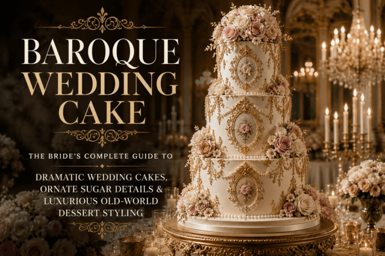 Baroque Wedding Cake – The Bride’s Complete Guide to Dramatic Wedding Cakes, Ornate Sugar Details & Luxurious Old-World Dessert Styling
