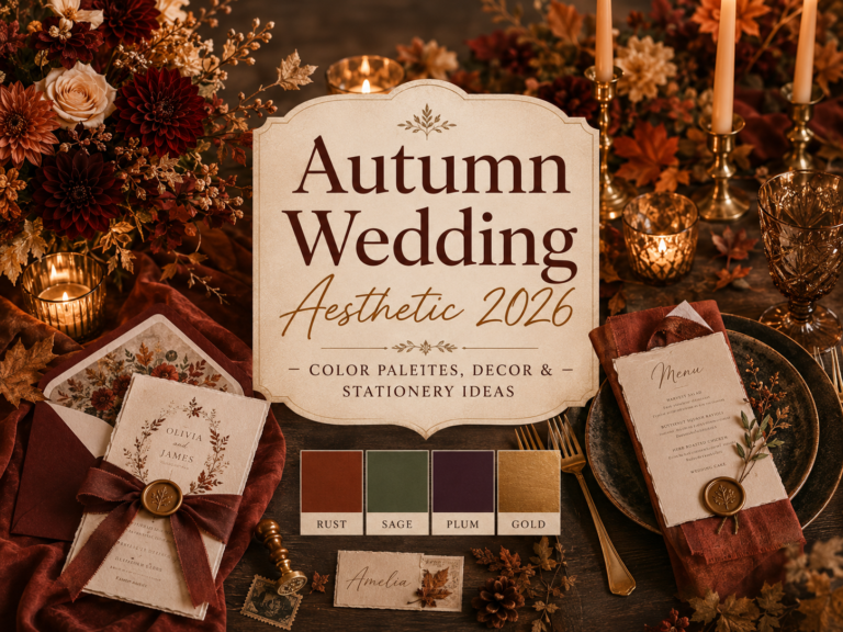 Autumn Wedding Aesthetic 2026 — Color Palettes, Decor & Stationery Ideas